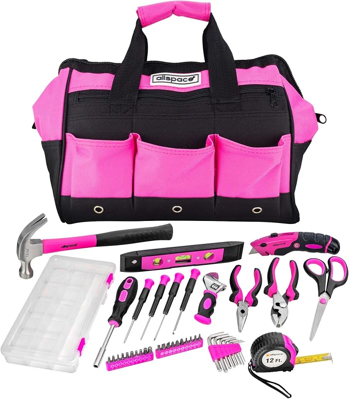 Bolsa herramientas rosa con 43 pzas para mujeres