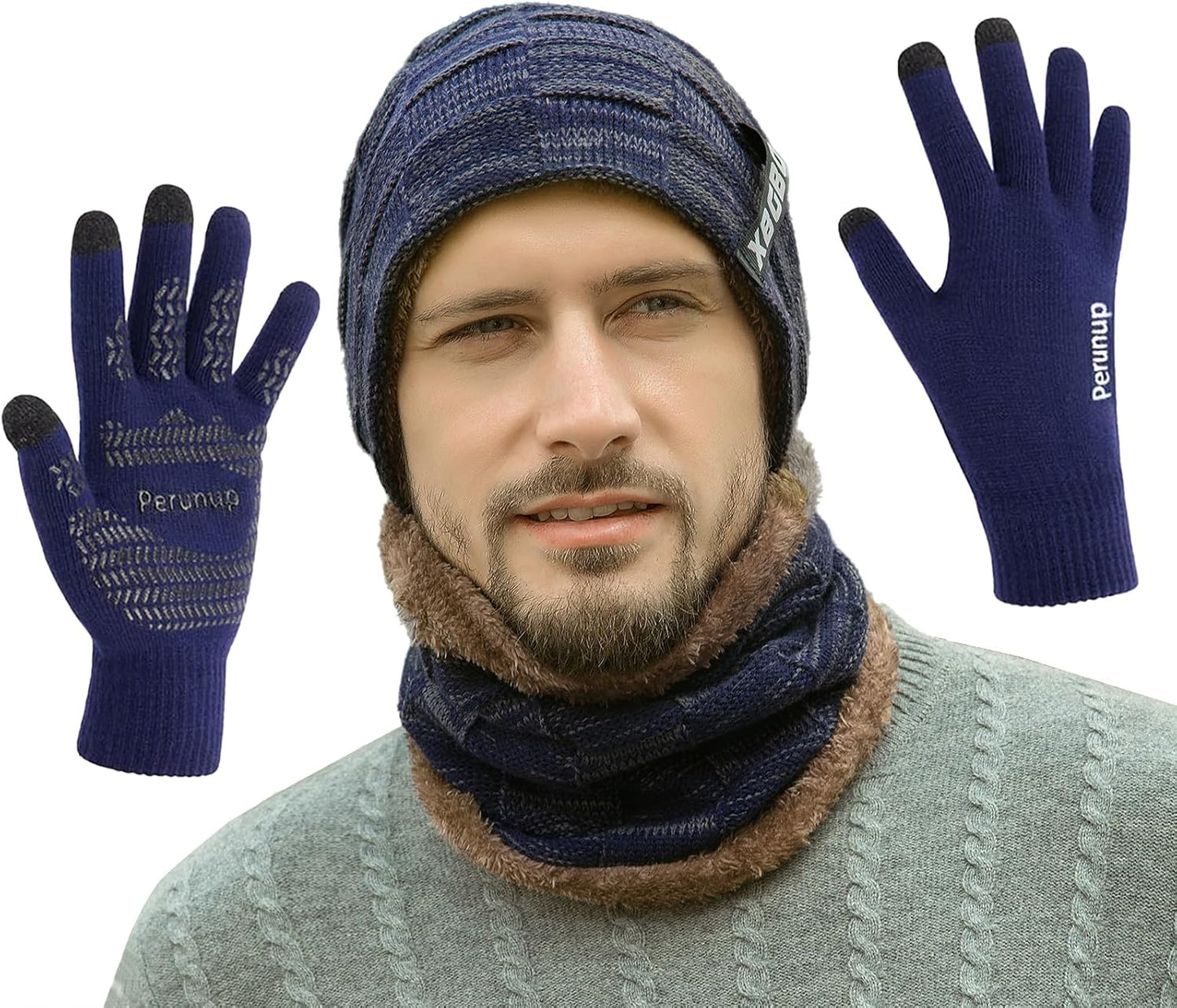 Conjunto gorro bufanda guantes tactiles termicos hombre mujer