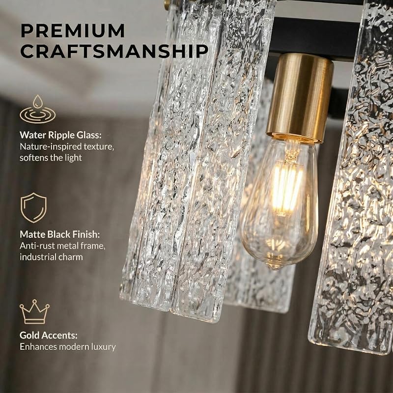 Candelabro moderno cristal negro 50pulg iluminación lineal