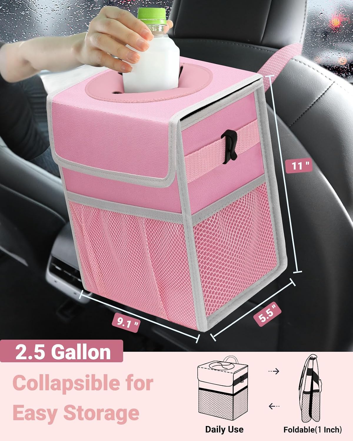 Papelera coche con tapa bolsa impermeable asiento