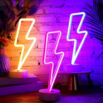 3 Letreros Neón Luz Rayo USB/Pilas Decoración Fiesta