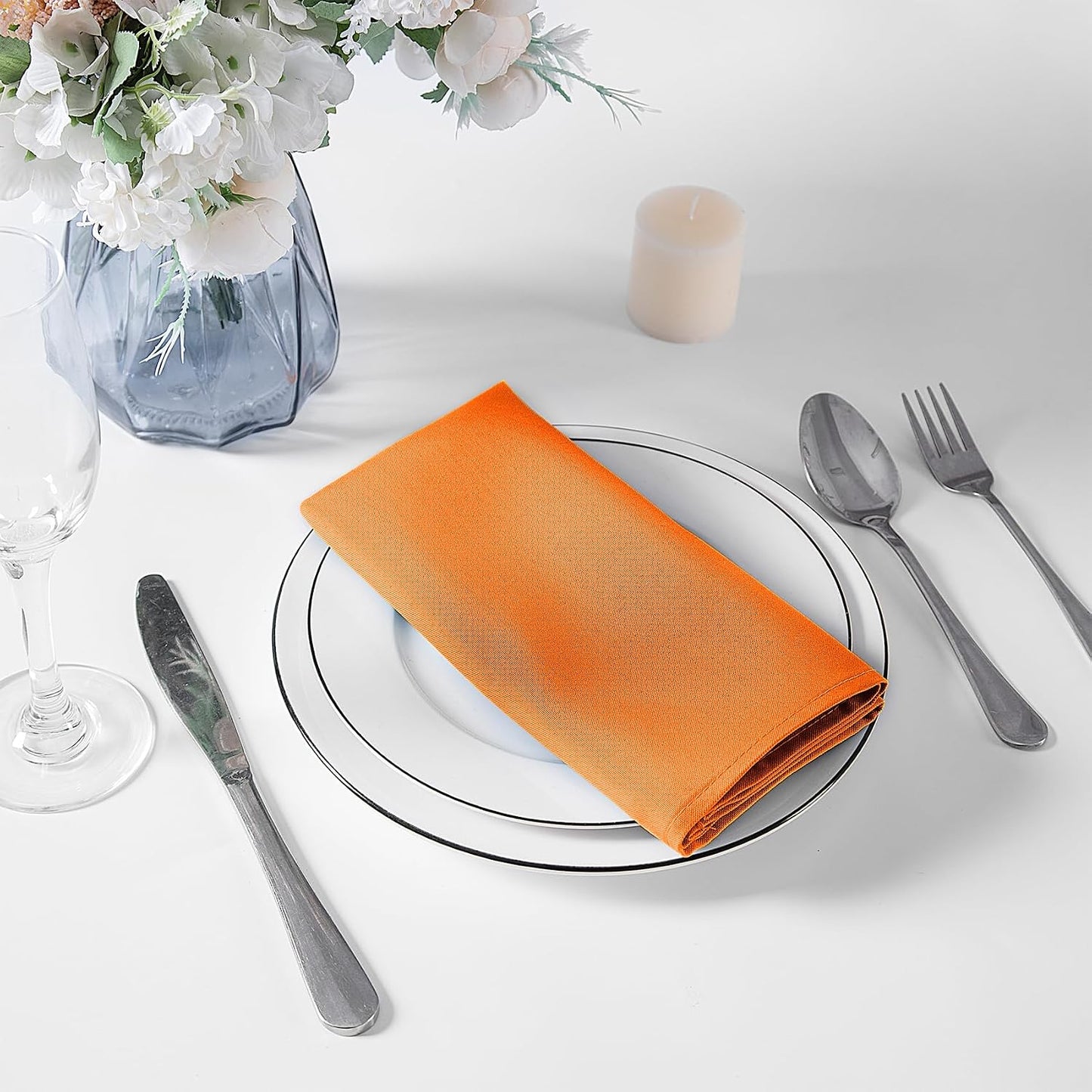 Set 80 servilletas poliéster 17x17pulg cuadradas naranja