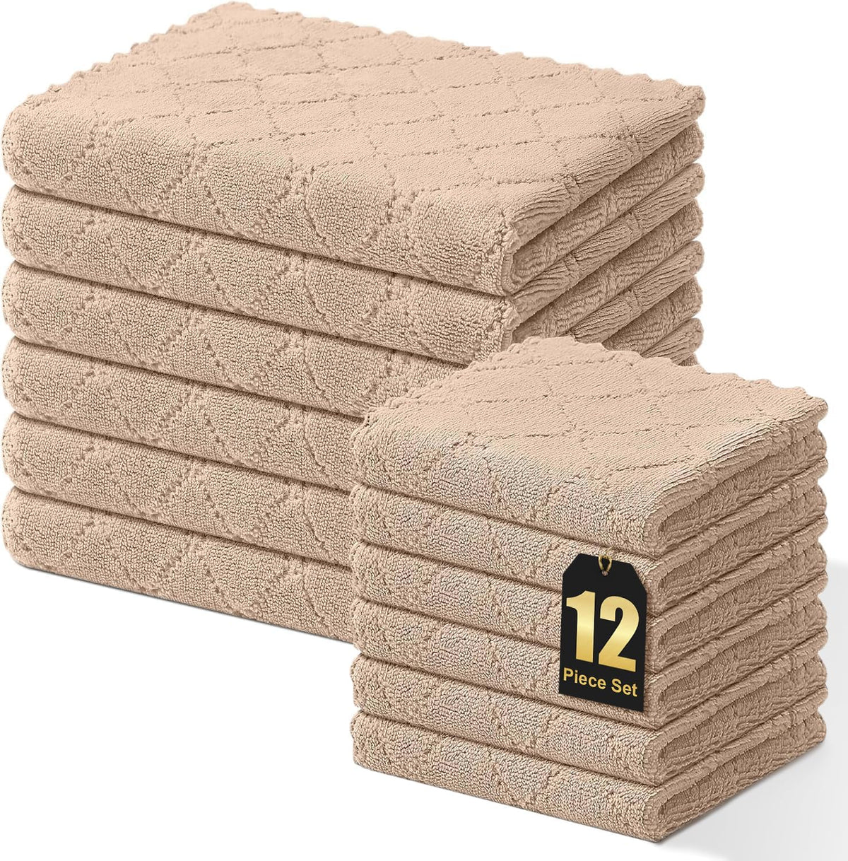 Set 12 Trapos Cocina 10x10 y 13x19pulg Supersuaves