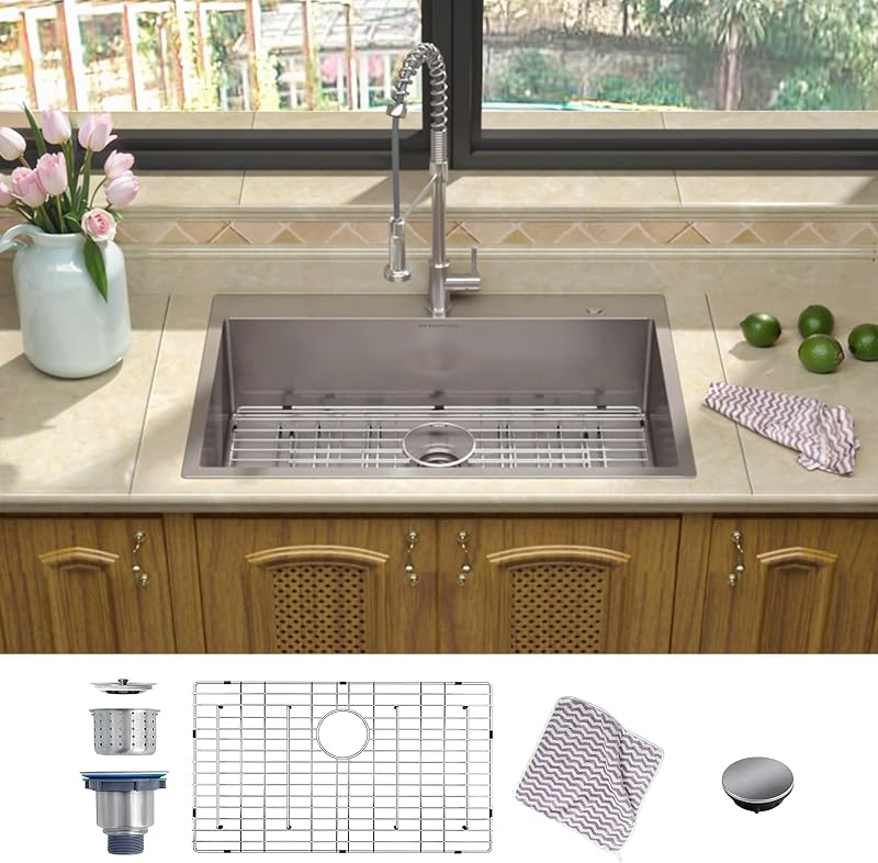 Fregadero cocina acero inox 304 33x22" prof 9"