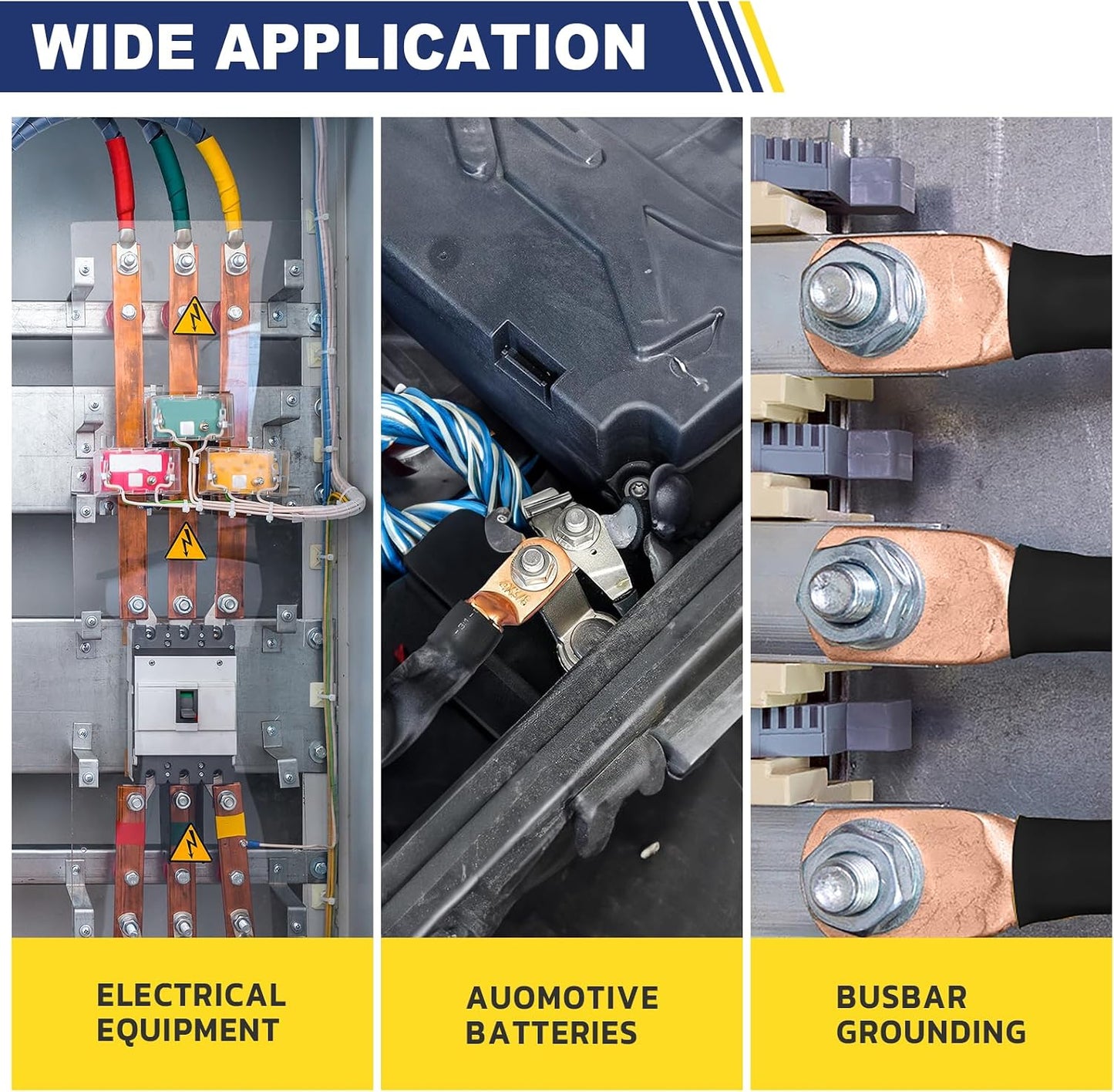 10 Terminales Cable Batería 4/0 AWG M10 Con Tubos Termorretráctiles