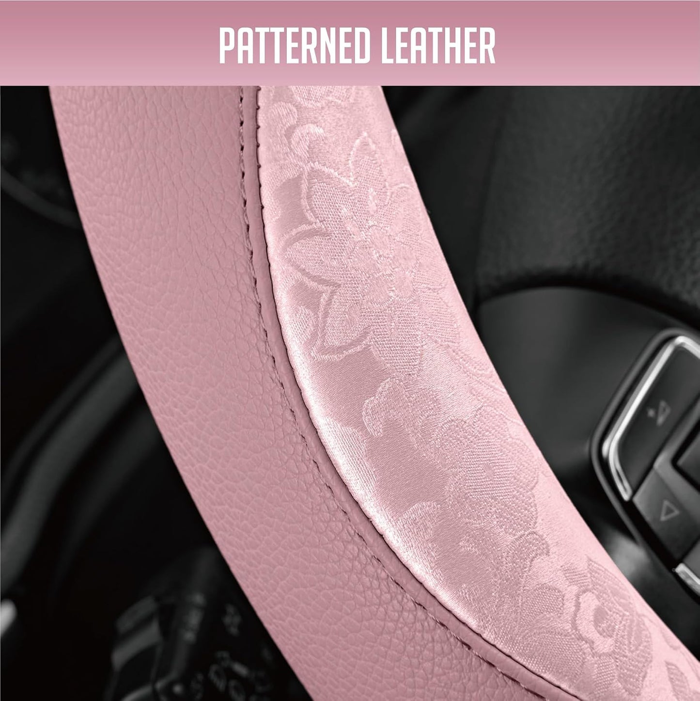 Funda volante cuero rosa ajuste universal 14.5-15.5"