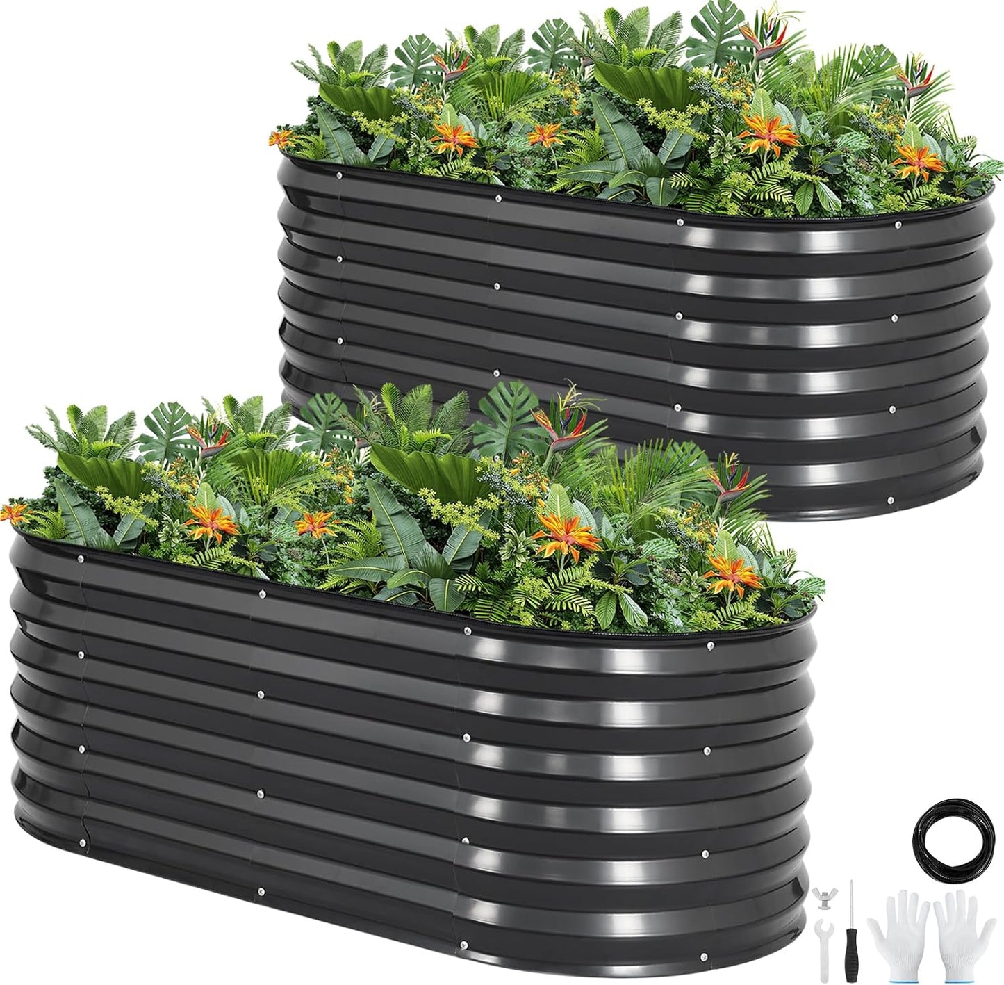 Cama jardín elevada galvanizada 17pulg raíces profundas