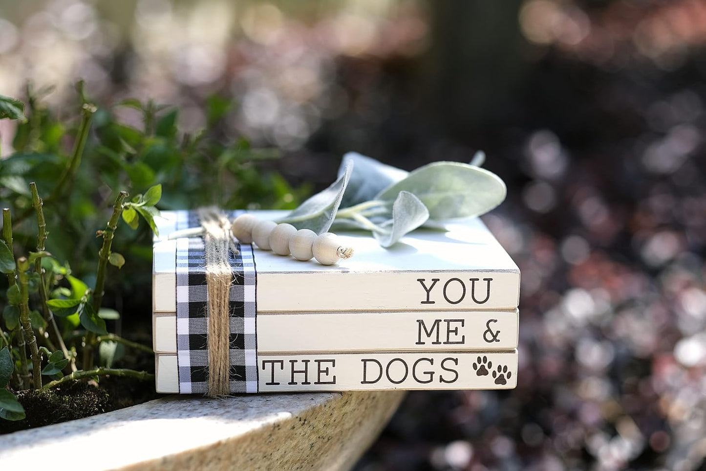 Cartel perro You Me and the Dogs 3 libros apilados