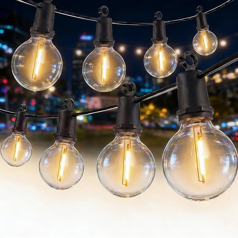 Luces LED G40 Navidad 100ft 52 Bombillas Blanca Calida