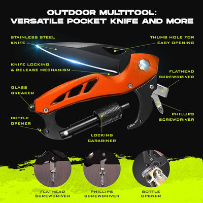 2 Mosquetones EDC Cuchillo Supervivencia Vidrio