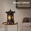 Lámpara madera coreana mesa acento pagoda marrón