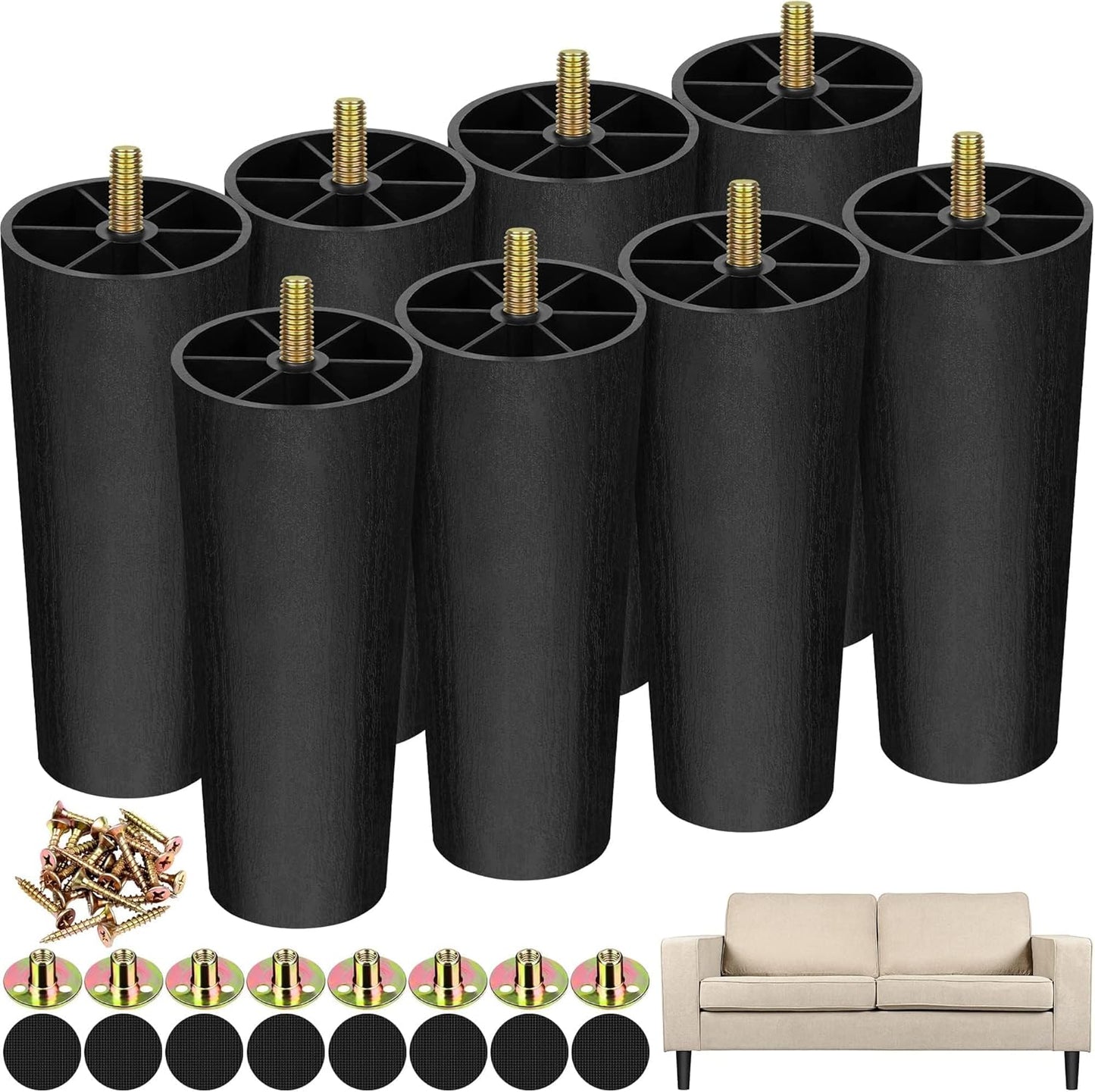 16 Pzas Patas Muebles Plástico 6pulg T M8