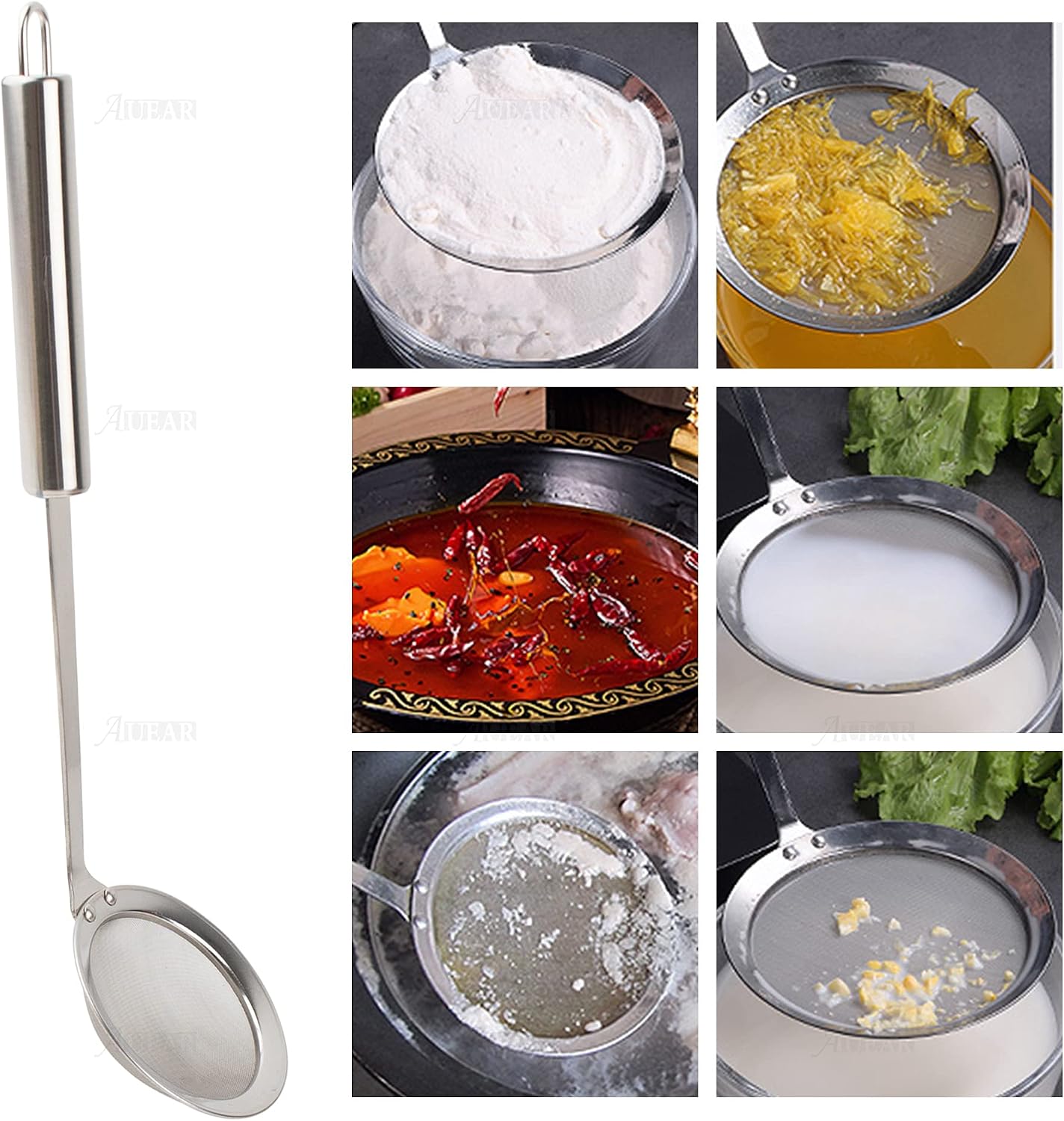3 Pzas cucharas espumadera grasa acero inox malla fina