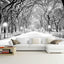 Papel tapiz 3D diseño bosque nevado gris sala y dormitorio