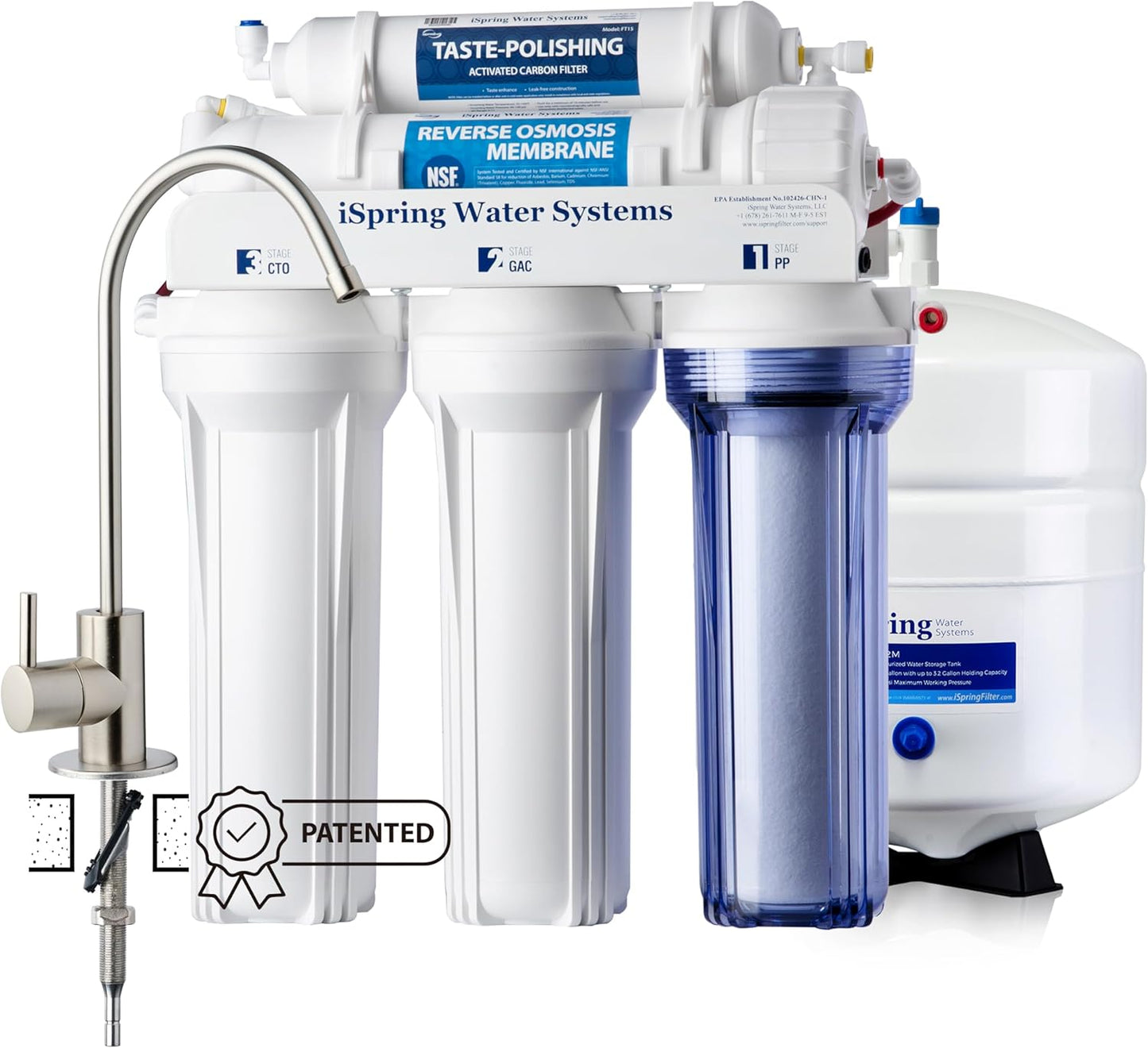 Filtro agua ósmosis inversa 5 etapas 75 GPD certificado oro