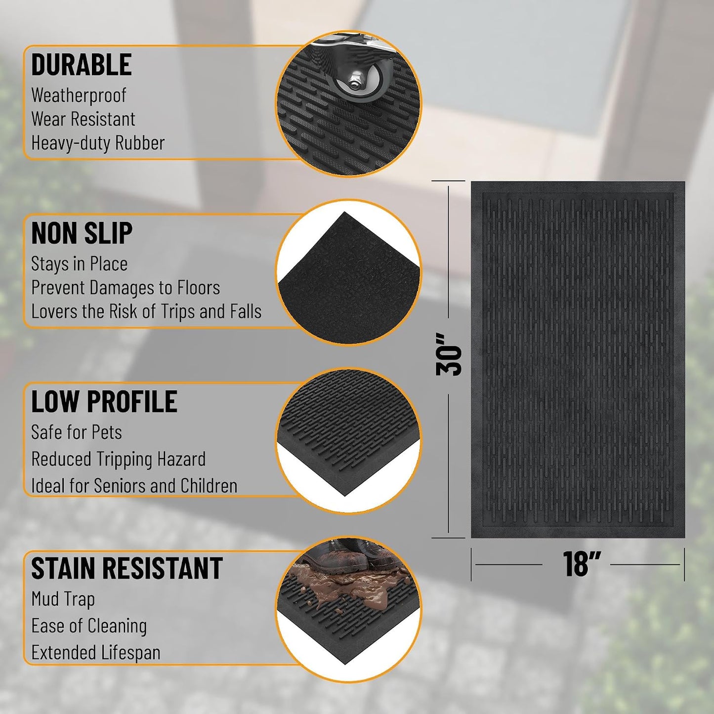 Alfombra goma antiderrap impermeable entrada cocina garaje