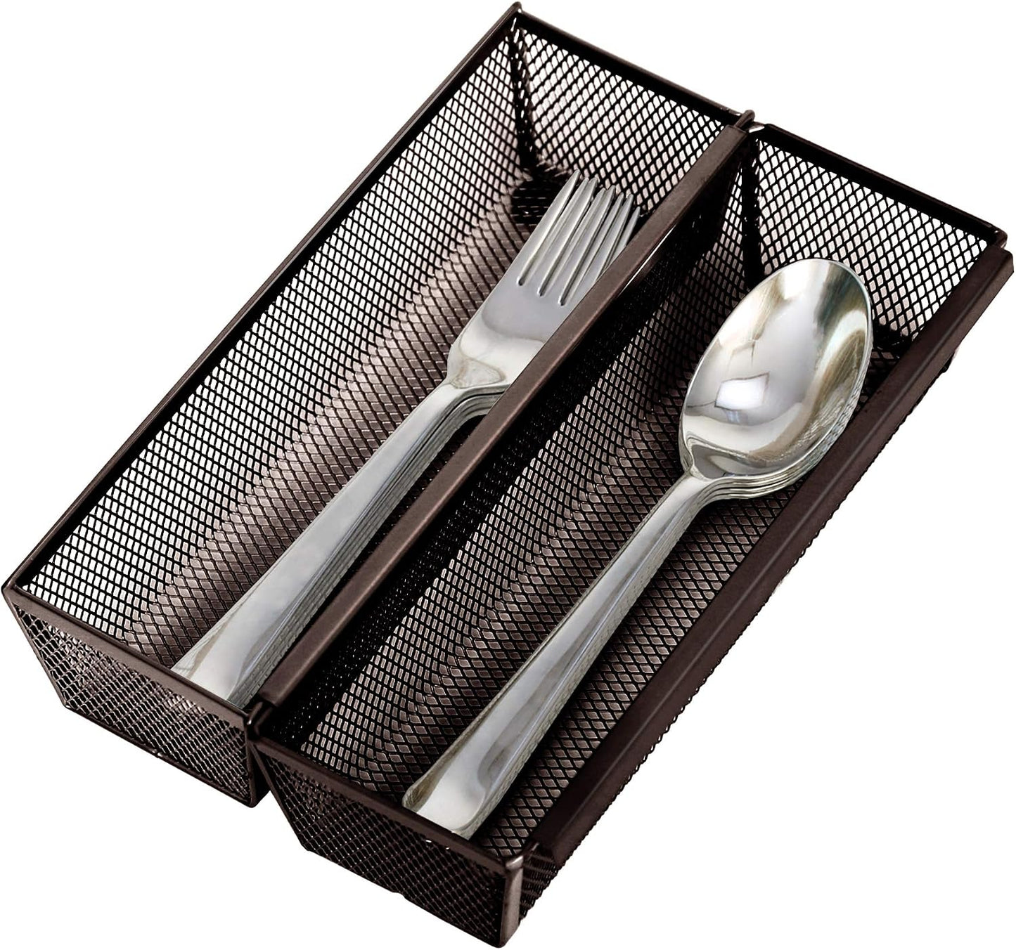 Organiz. cajón malla metal cocina utensilios bronce