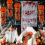 Faroles papel calabaza naranja y negro para fiestas 5uds
