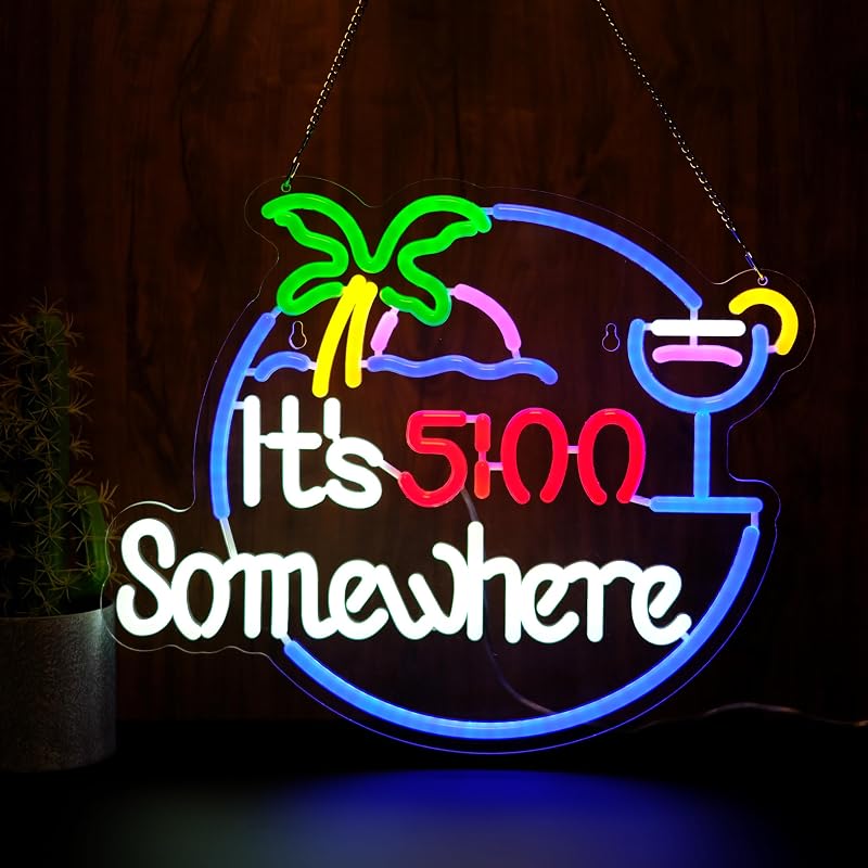 Letrero neón Its 5 00 O'clock Some Where luz nocturna bar