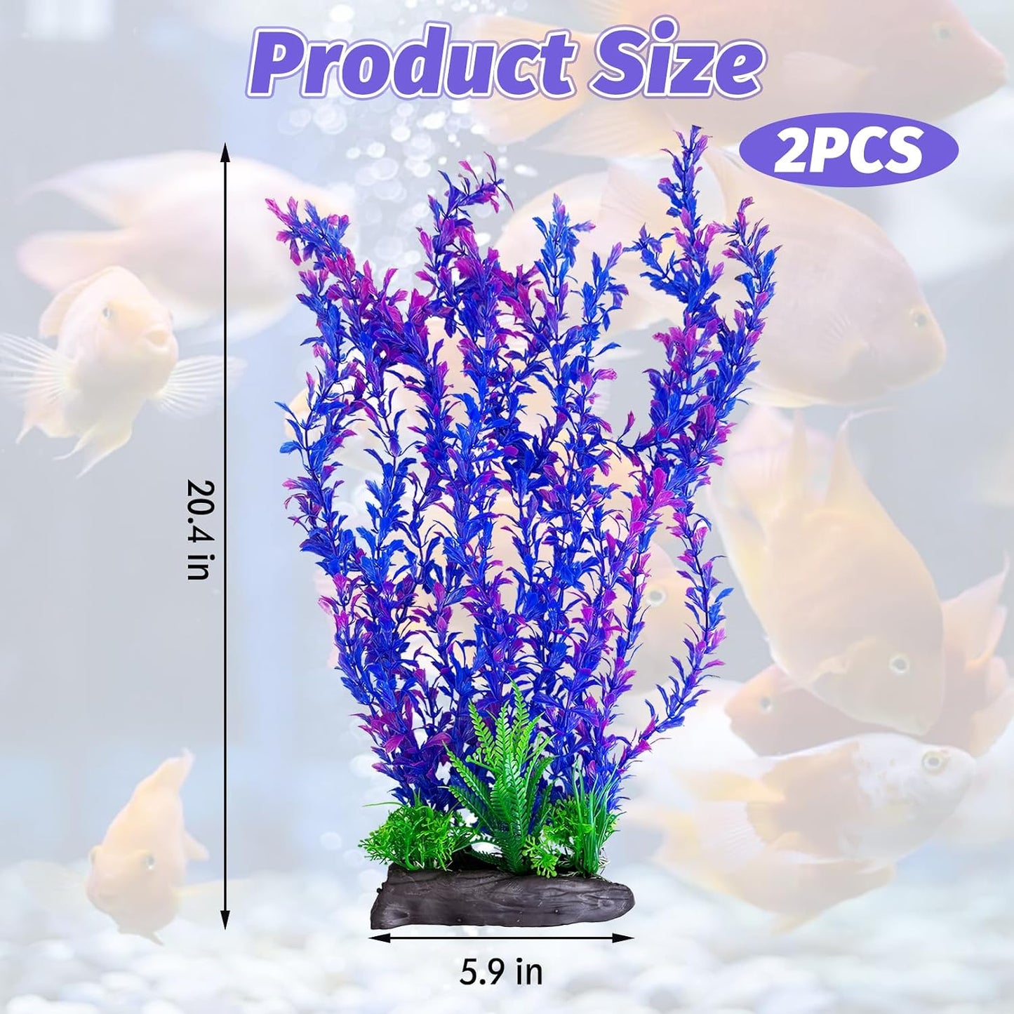 Plantas plásticas acuario decoración 20.4pulg 2uds