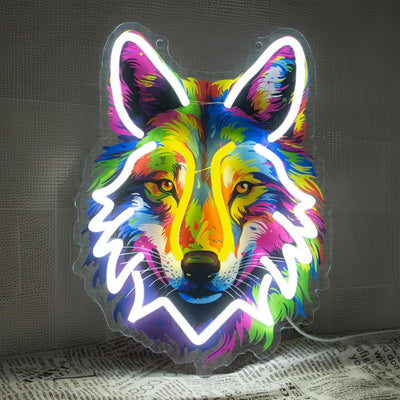 Letrero neón lobo 10 ajustes brillo decoración sala set