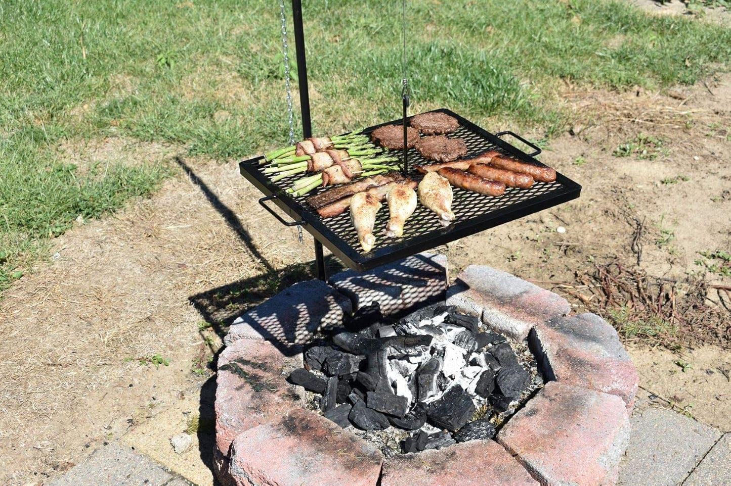 Parrilla portátil ajustable acero para fogata campamento