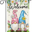 Bandera jardín gnomos 12x18pulg doble cara flores primavera verano