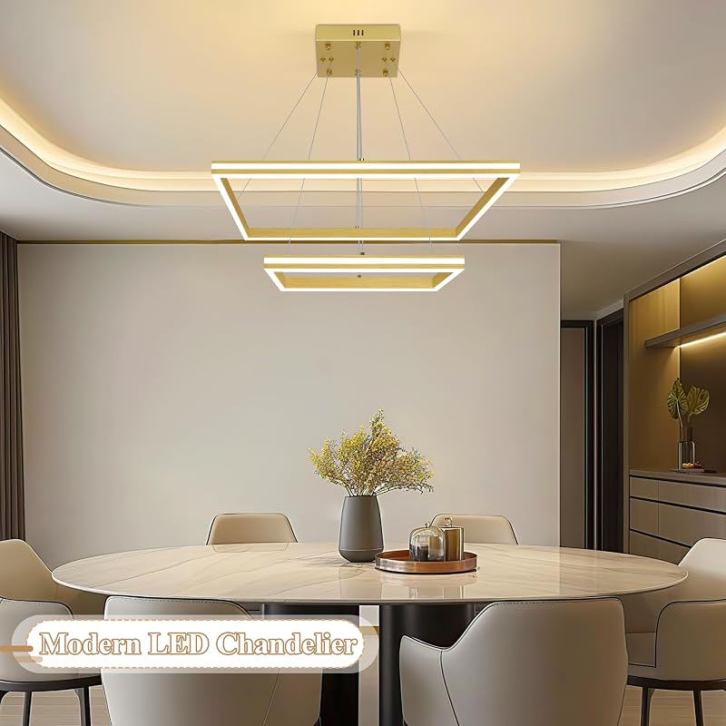Candelabro anillo LED dorado 2 anillos ajustables sala