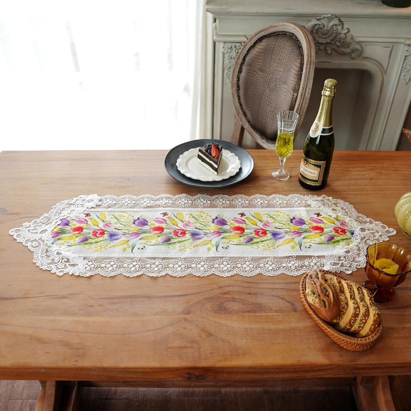 Caminos mesa tulipanes 12x36pulg vintage Shabby Chic
