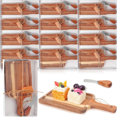 Set 12 Tablas Charcutería Acacia con Cuchillo y Caja Regalo