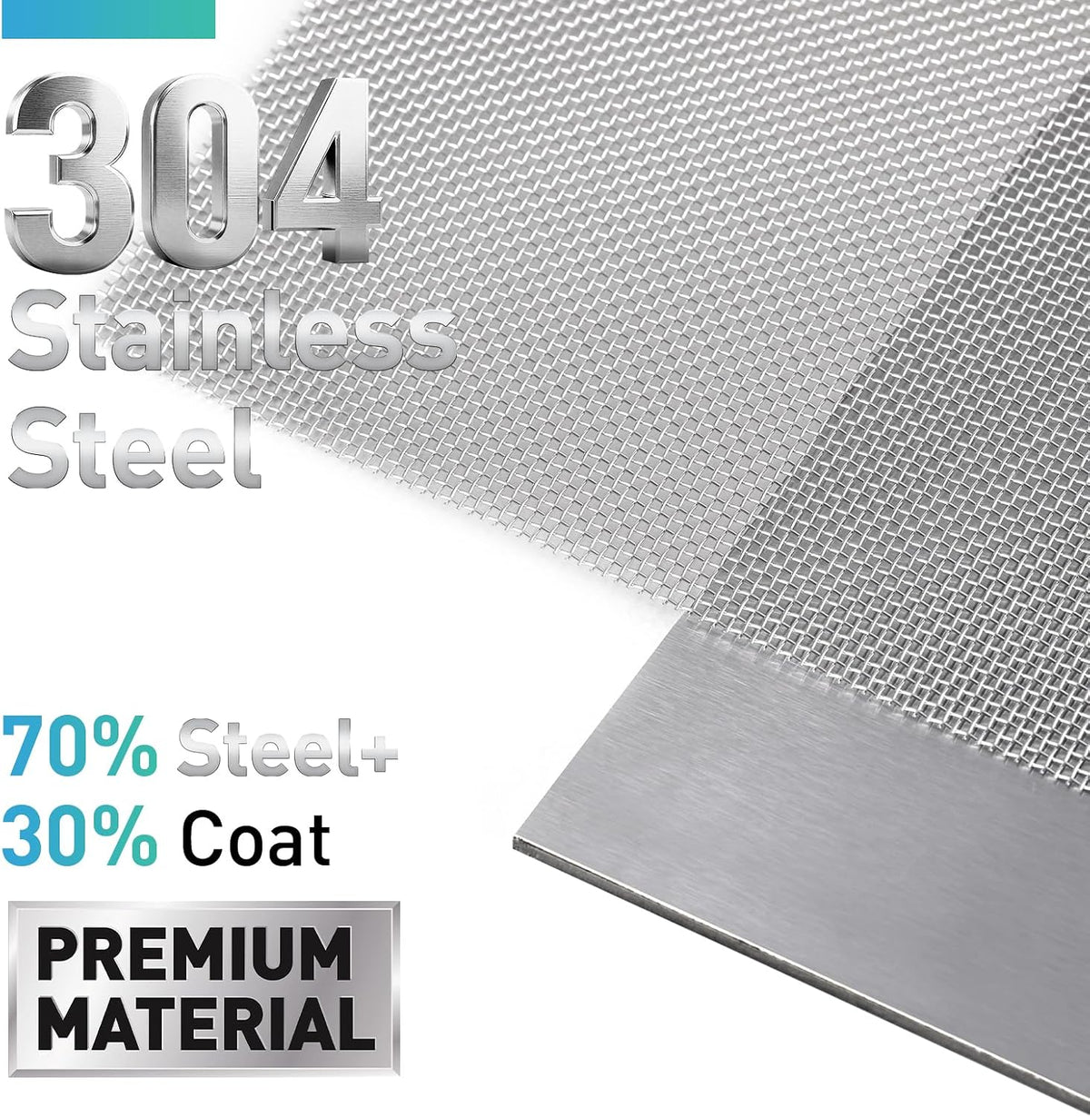 Rollo malla acero inox 304 para ventana 59pulg x10ft plateado