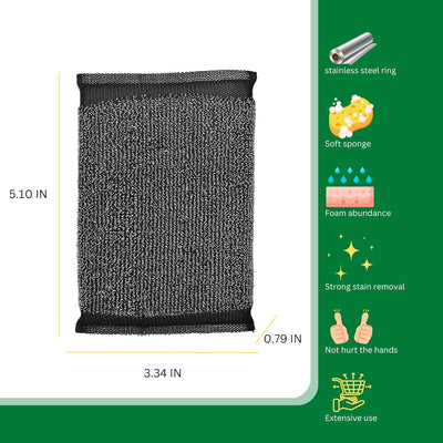 Esponjas acero lana cocina reutilizables 6 pzas color negro