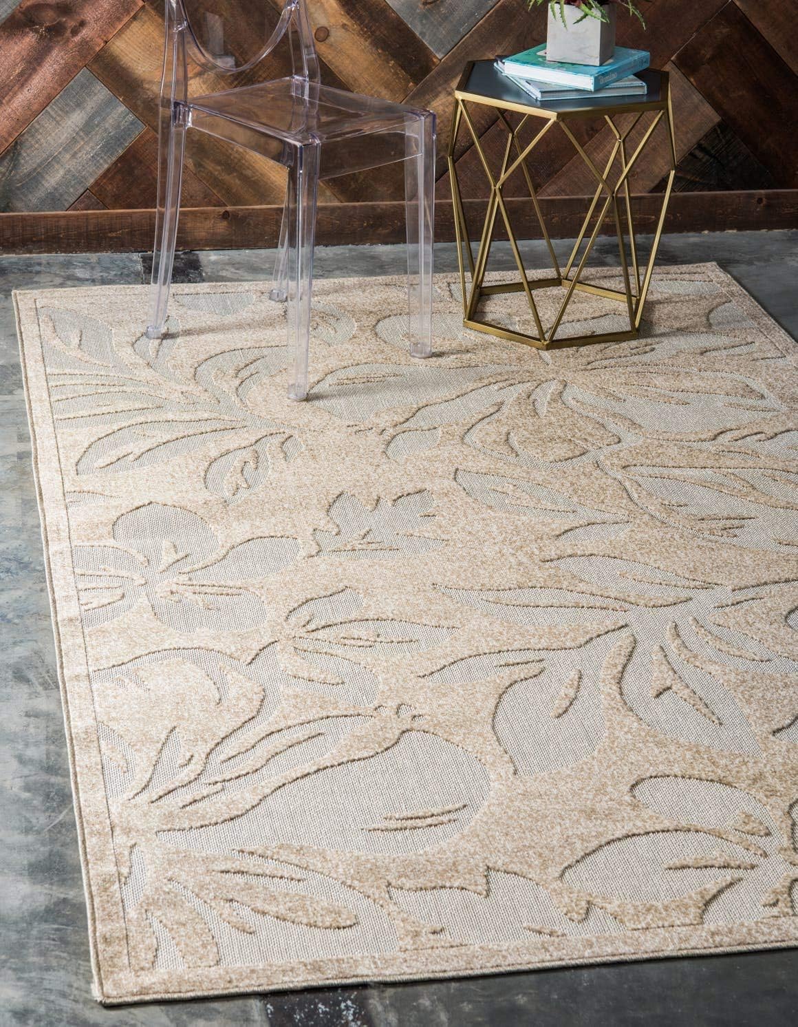 Alfombra rectangular 4x6ft beige y marrón claro