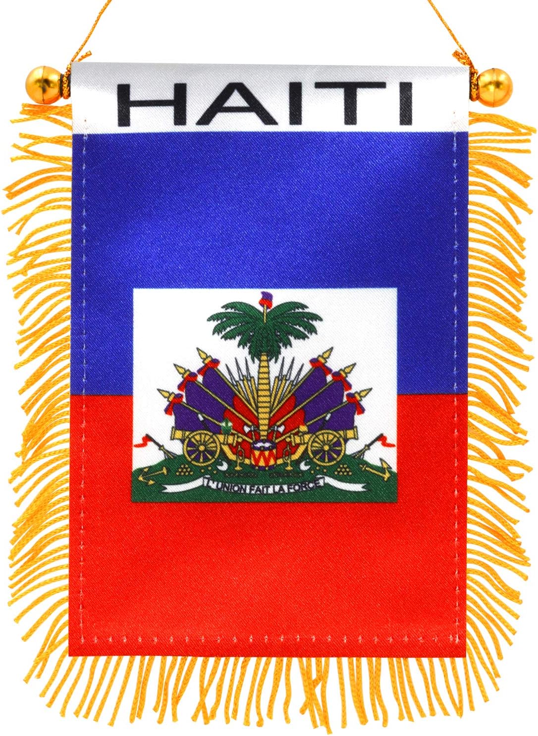 Bandera colgante Haití 4x6" con ventosa y flecos