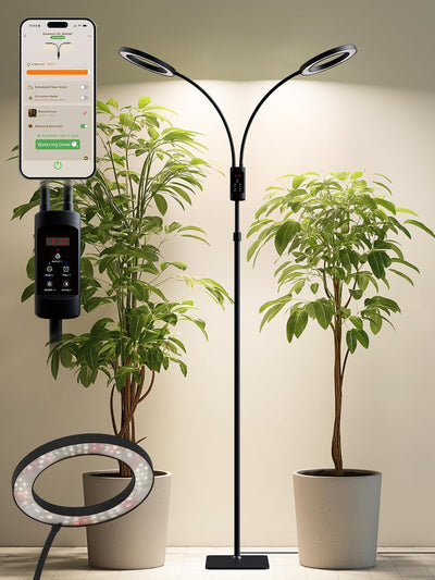 Luz de crecimiento LED 48W 2 cabezales temporizador ajustable