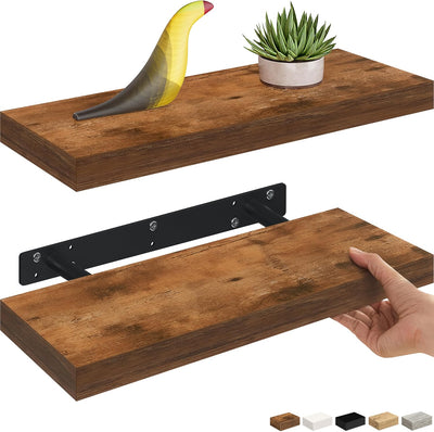 Set 2 estantes flotantes madera 16" baño cocina