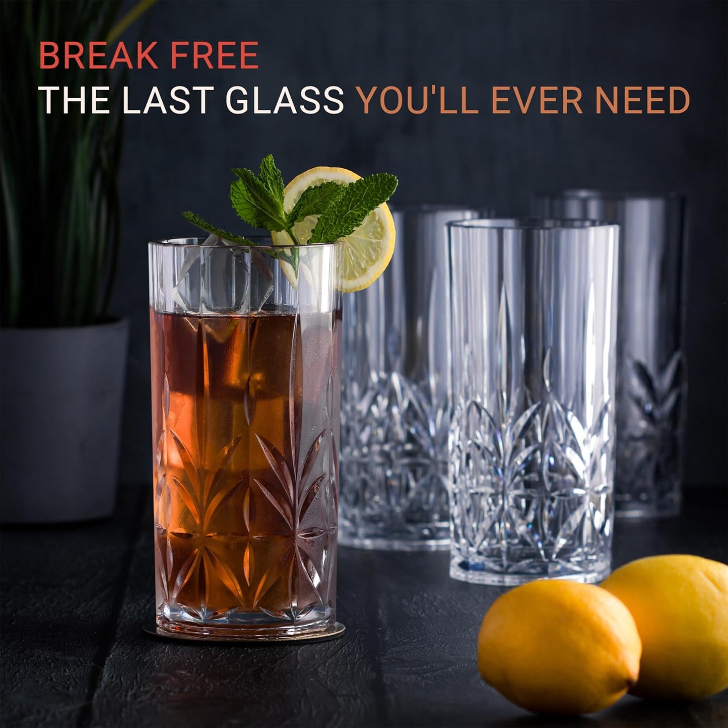 Vasos plástico Tritan sin BPA 18oz set 4 para bebida