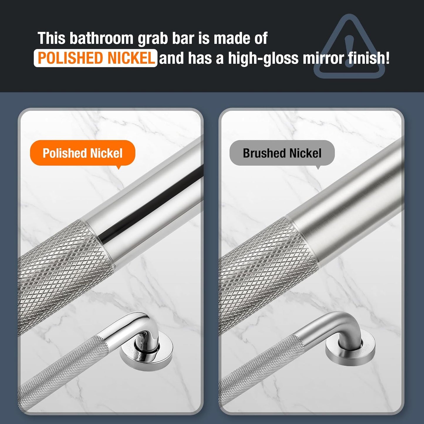 Barras agarre ducha 18pulg acero inox antiderrap set 2