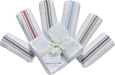 Set 6 toallas cocina rizo 12x12pulg absorbentes con lazo