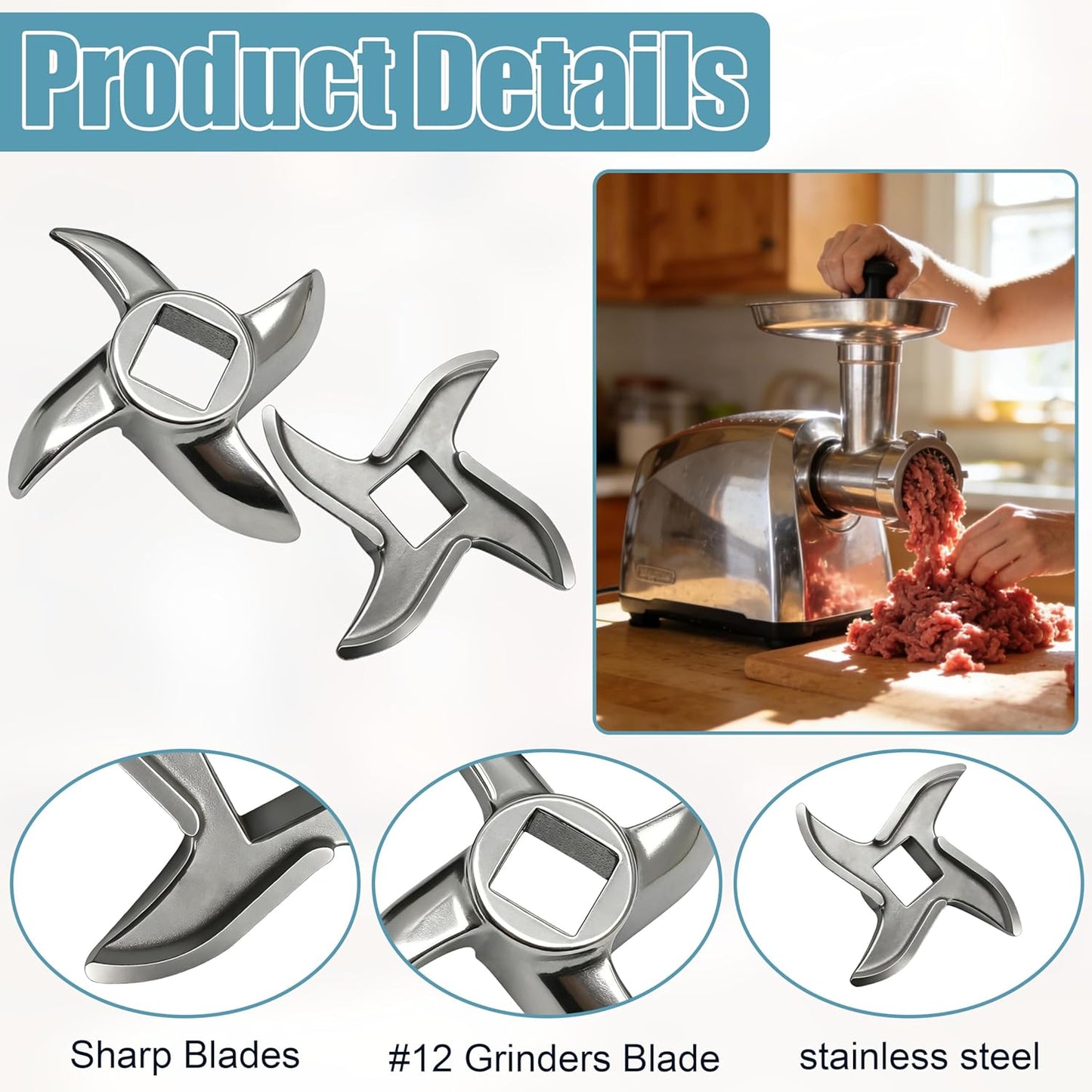 Cuchilla acero inox para picadora carne 2 pzas