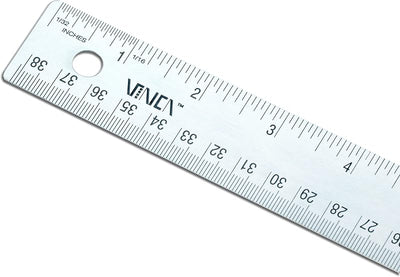 Regla acero inox 0-15pulg con base antideslizante