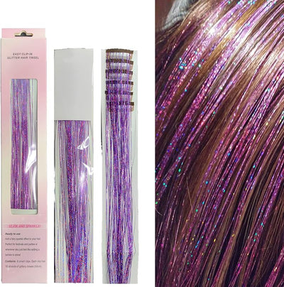 Kit extensiones cabello oropel holográficas doradas para niñas