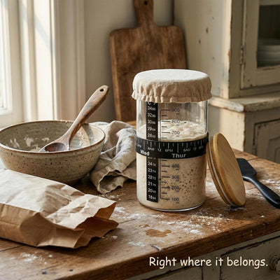 Tarro Fermentación Vidrio Bocaza Ancha 34oz Tapa Madera