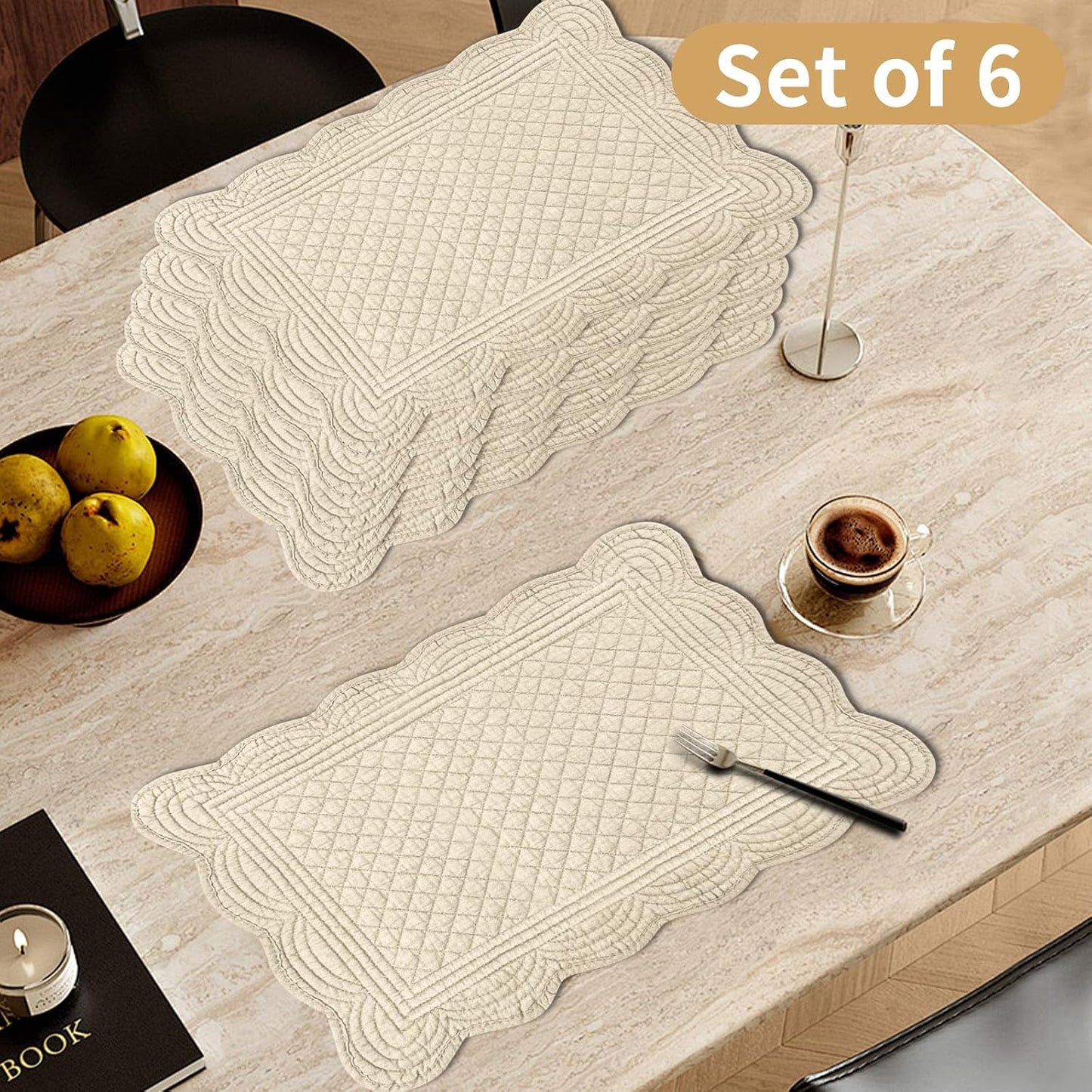 Set 6 manteles individuales algodón 18x13pulg cocina comedor