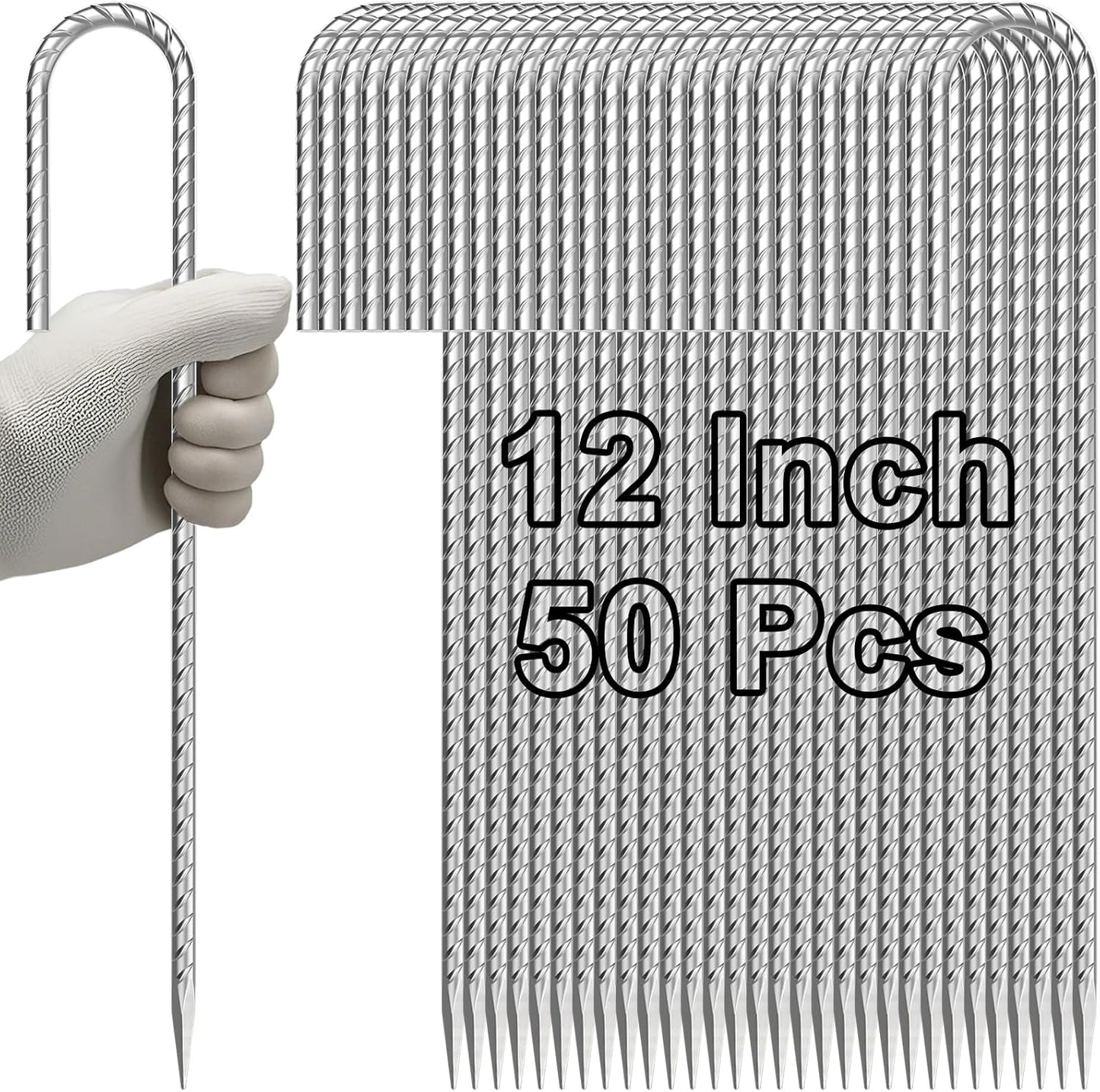 Estacas refuerzo 12" gancho J galvanizadas 50uds