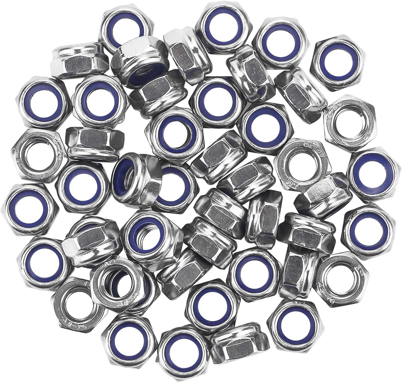 Tuercas hex M6 acero inox 304 con nailon autoadhesivas 50 pzas