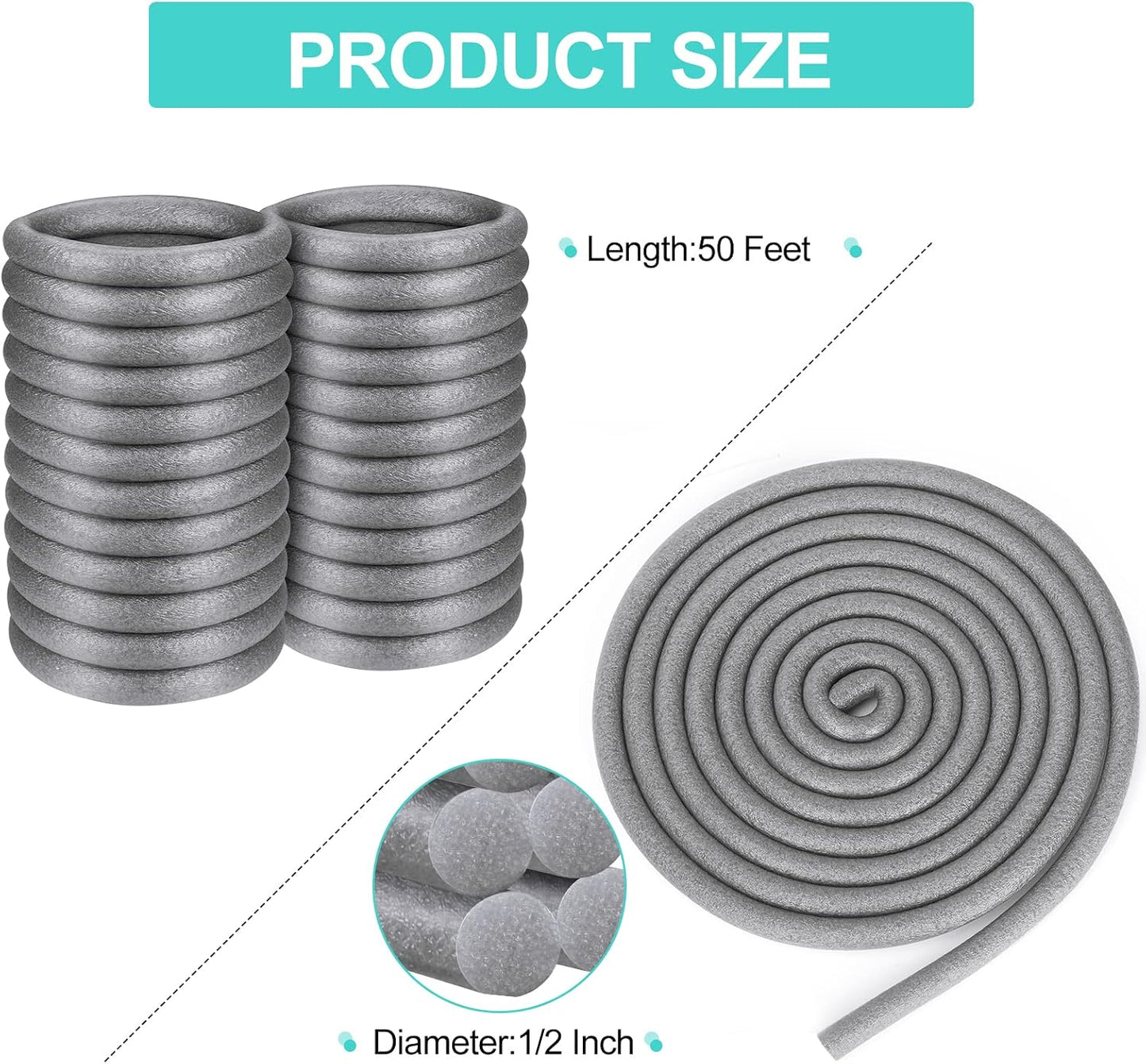 Varilla espuma 1/2pulg x50ft relleno concreto