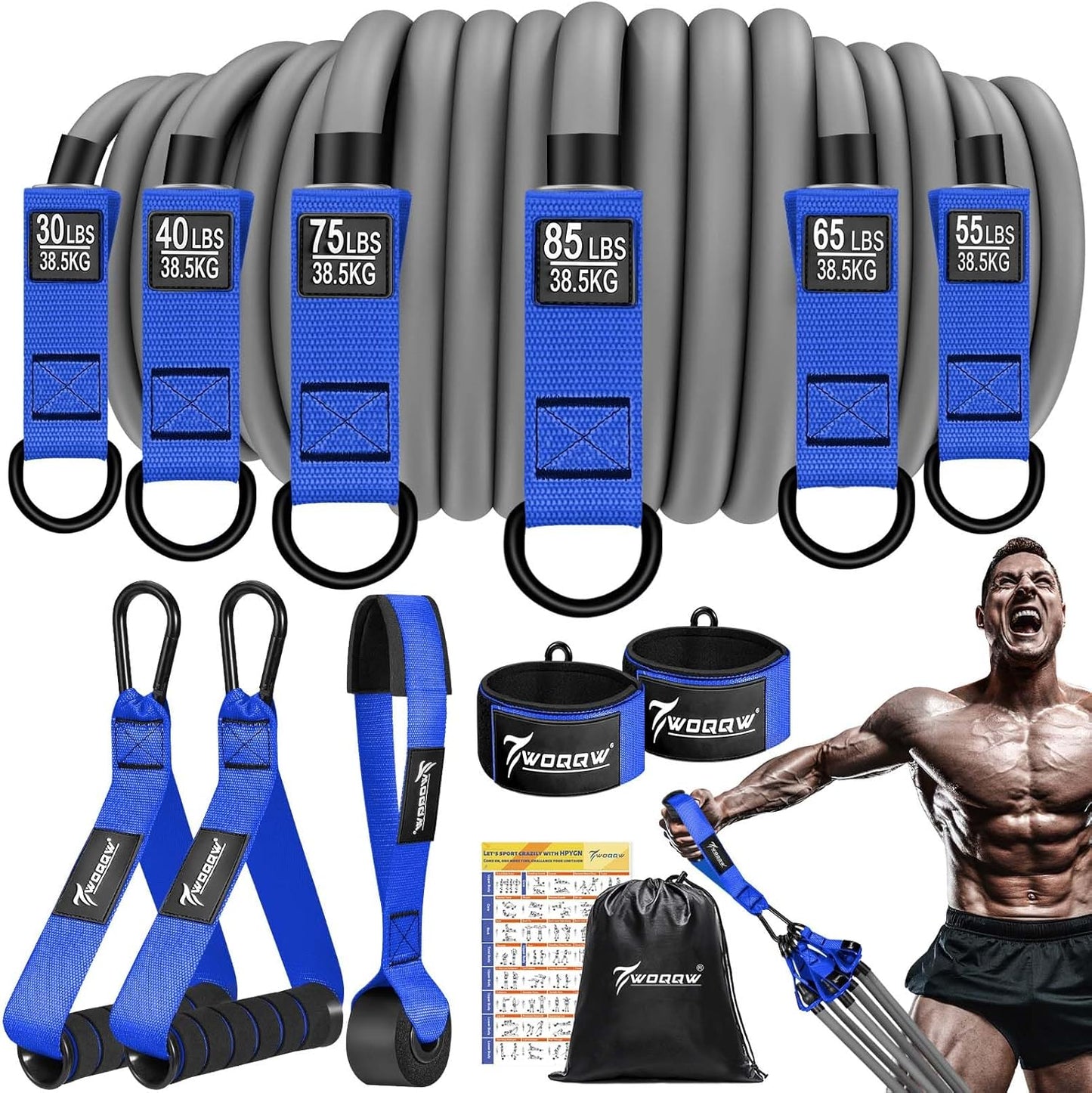 Bandas resistencia 350/450 libras con asas para entrenamiento