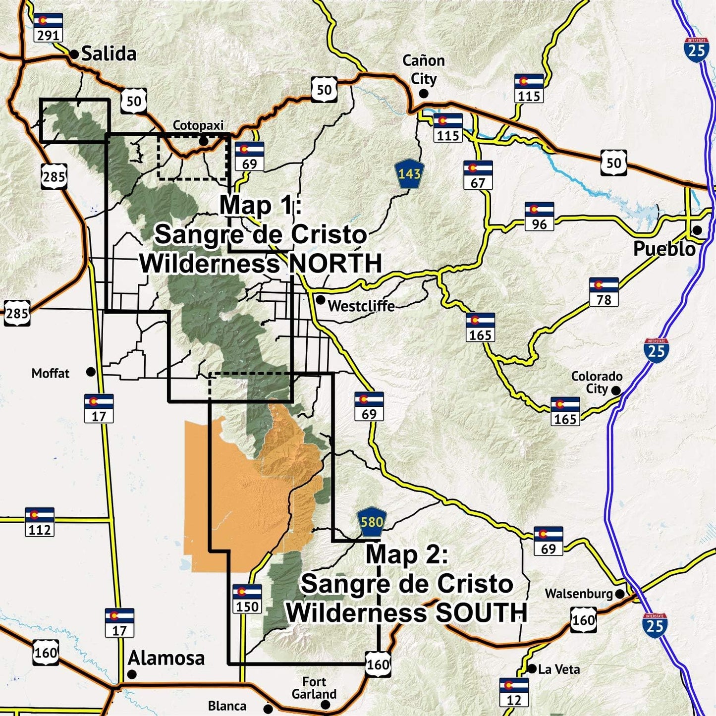 Mapa Norte y Mapa Sur Sangre de Cristo