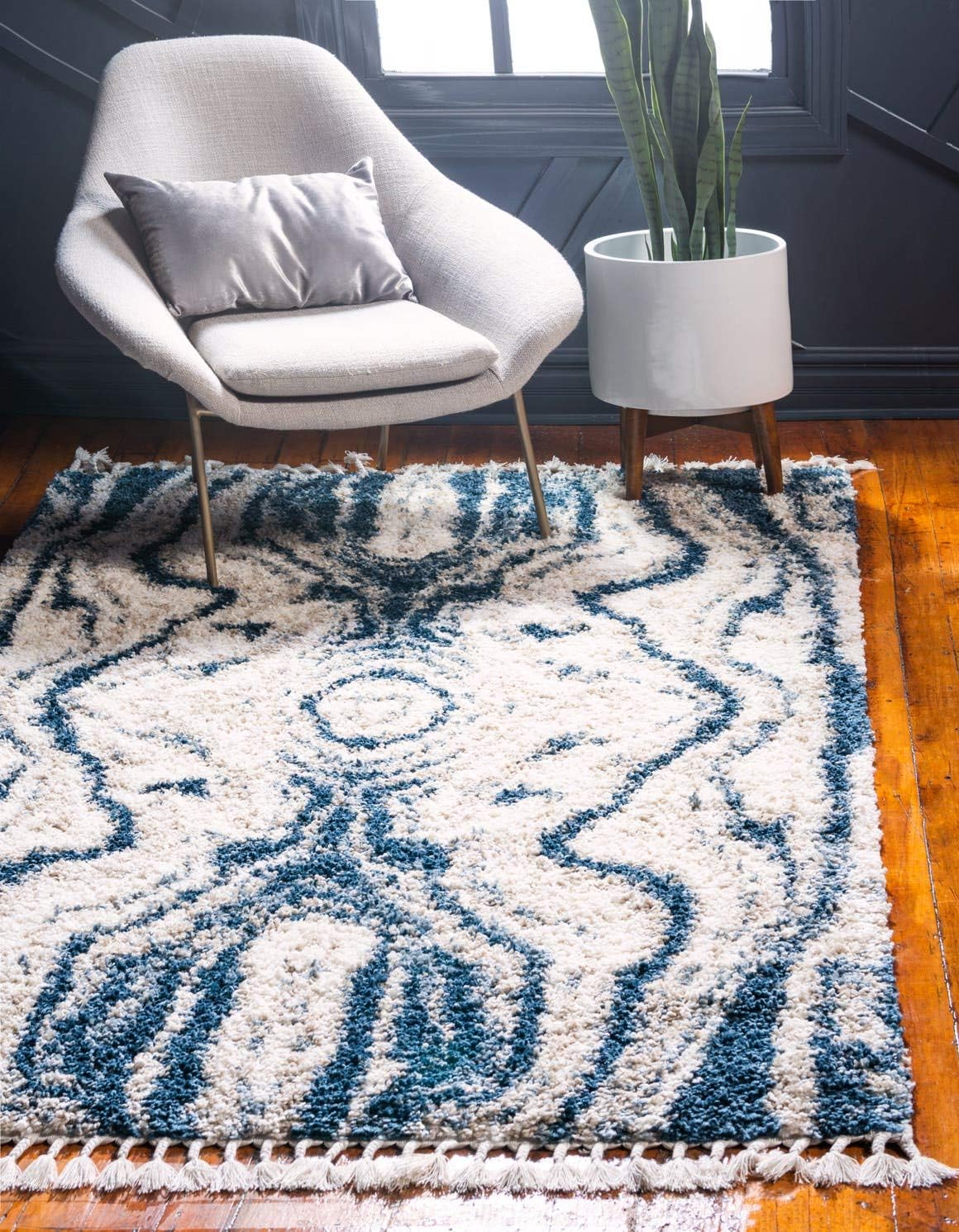 Alfombra área rectangular 5x8ft azul/gris
